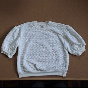 A NEW DAY White Quilted Puff Sleeve Pullover Top - Size Large